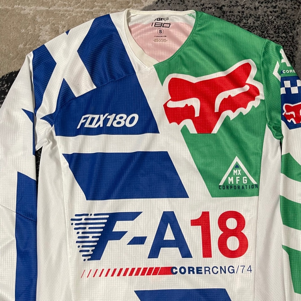 Fox Racing 180 Jersey Men Small White Blue Motocross MX Biker Racing Gear Shirt - Picture 2 of 16